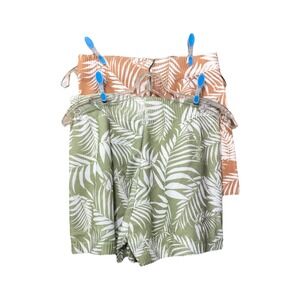 Late Night Apparel 2 Pack of Stretch Shorts Green/ Caramel Women's